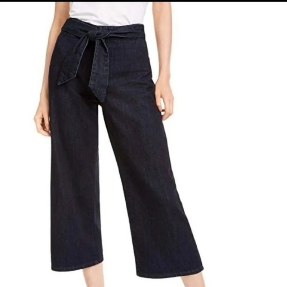 Oat New York Belted Mid Rise Wide Leg Crop Jeans NWT Size 29 - Picture 2 of 10